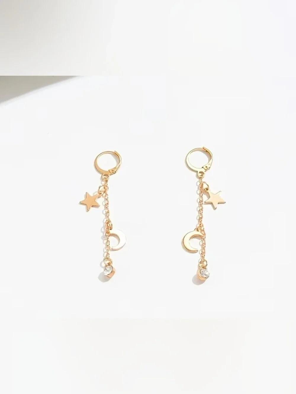 $8 Each Or Bundle 5/$20 Gold Star & Moon Drop Hoop Earrings